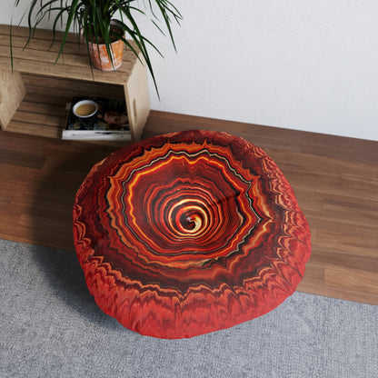 Vulcano floor cushion, round dark red